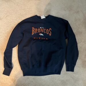NFL Broncos Dark Blue Crewneck Sweater